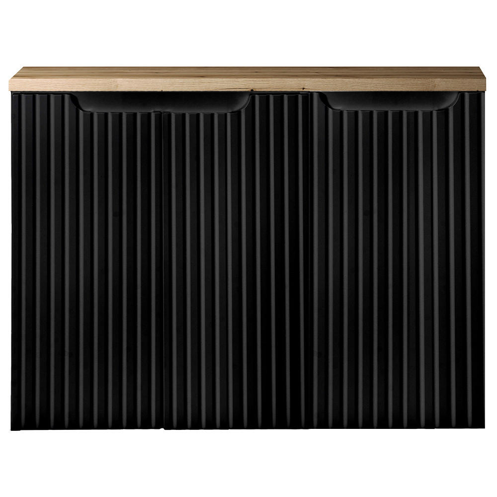 WASCHBECKENSCHRANK Newport-56 - Schwarz, Holzwerkstoff (80/60/40cm) - Lomado