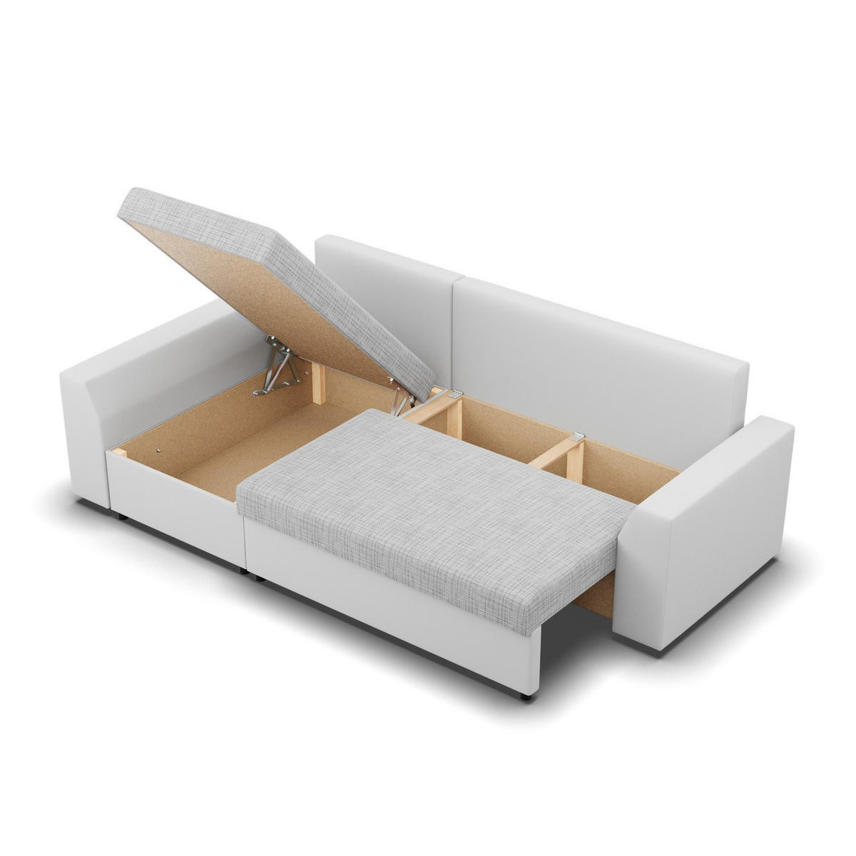 ECKSOFA MIT SCHLAFFUNKTION LUGO BONELL Grau/Weiß - Weiß/Grau, Textil (140/243cm) - Mebligo