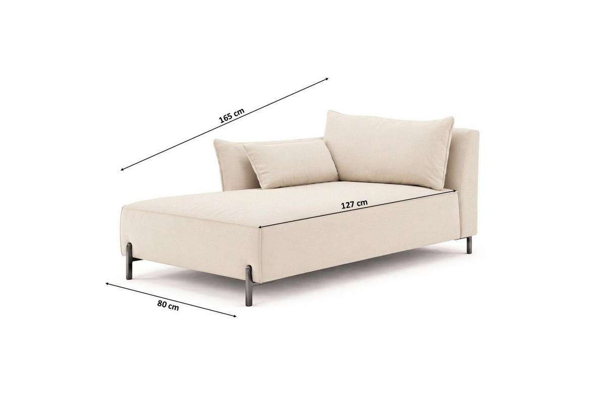 CHAISELONGUE für Terrasse und Garten, Stoff Sunlight, Ecru, Links, SUNMEE - Ecru, Holz (80/90/165cm) - Kaiser Möbel