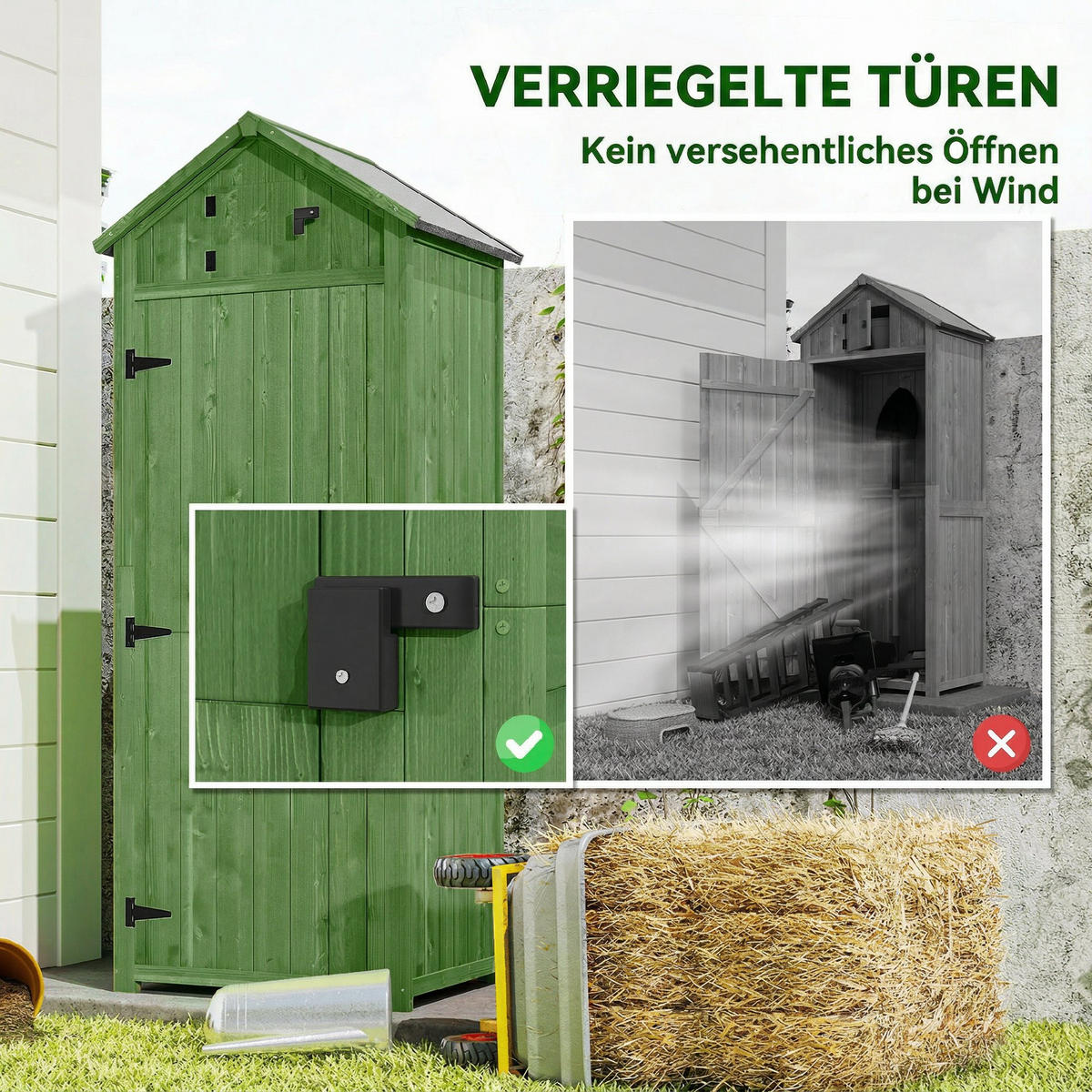 GERÄTESCHUPPEN Tannenholz Grün - Grün, Holz (54.2/179/77cm) - Outsunny