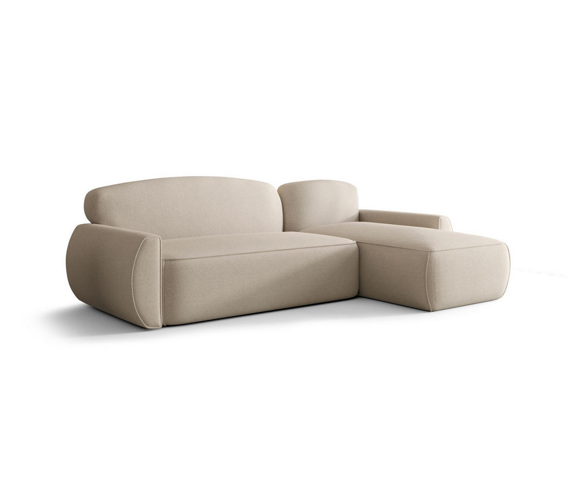 ECKSOFA mit Schlaffunktion LUCAS Curio 09 Rechts - Ecru, Textil (240/145cm) - Bedante