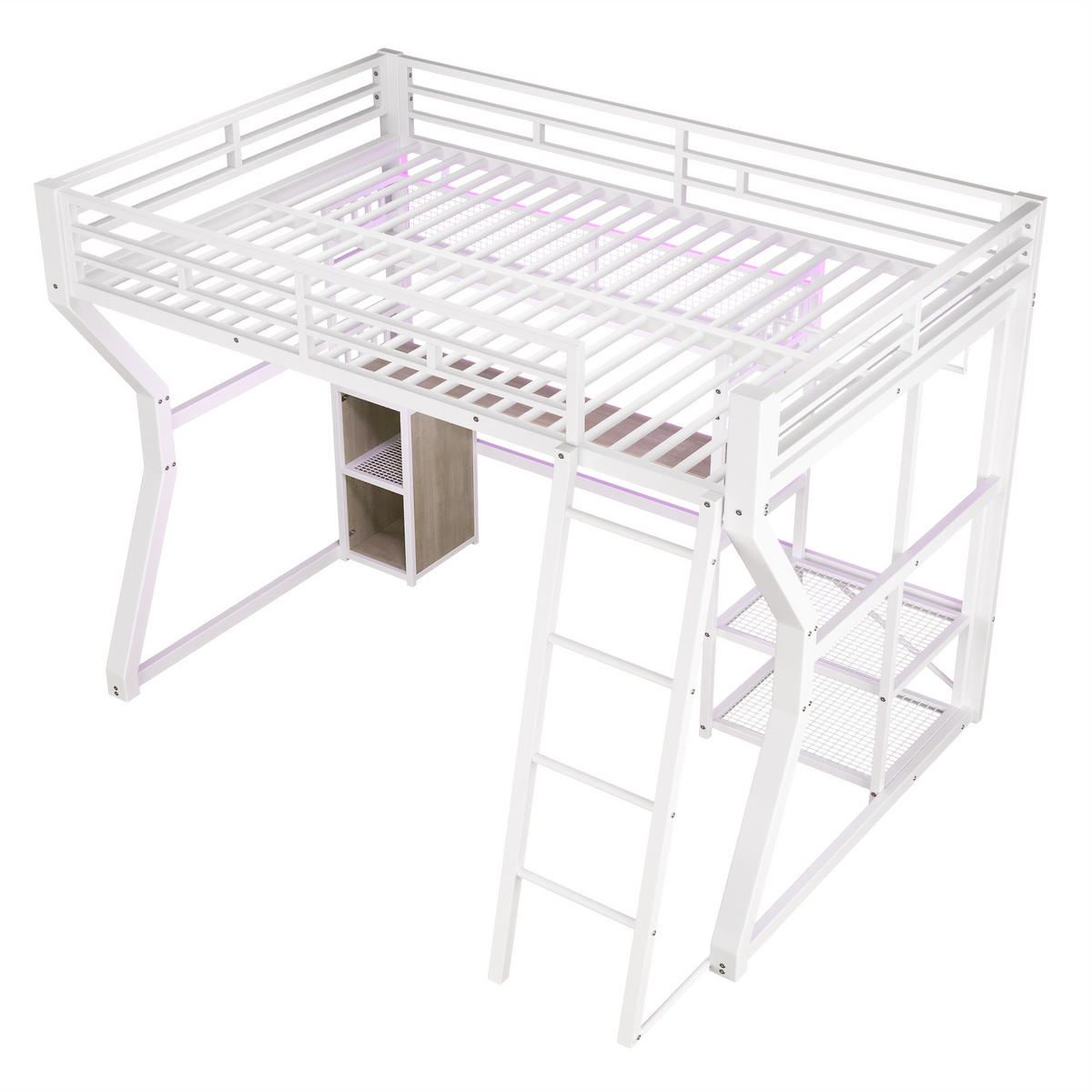 HOCHBETT mit Schreibtisch 140x200 cm Metall/MDF Weiß - Weiß, Metall (140/200cm) - Meubliv