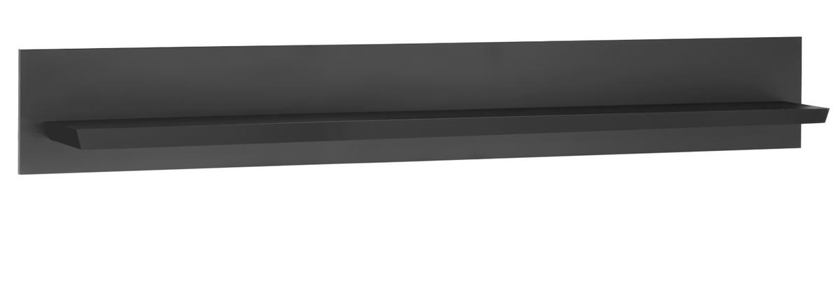 WANDBOARD schwarz matt, Wandregal 180 cm - Schwarz, Holzwerkstoff/Metall (180/25/22cm) - Furn.Design