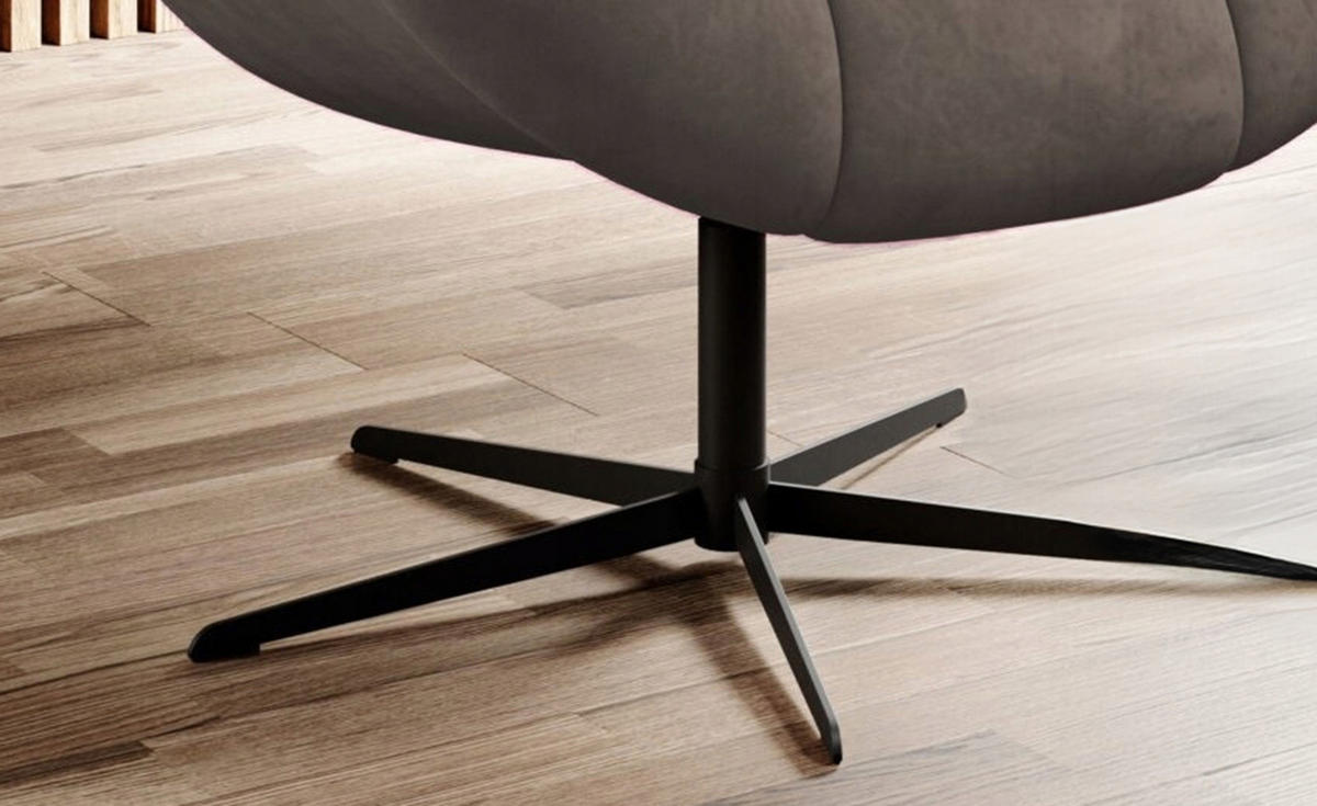 SESSEL SENSI Relaxstuhl mit 360° Drehung und Schwingfunktion – Lux-Schaumkissen, Cappuccino, 104x46x119 cm - Creme/Schwarz, Holz/Textil (104/119/84cm) - DomoHome
