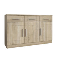 KOMMODE PERUGIA 103/70/37 cm mit 3 Schubladen 3 Türen Sonoma Eiche - Sonoma Eiche, Holzwerkstoff (103/70/37cm) - MASSENO