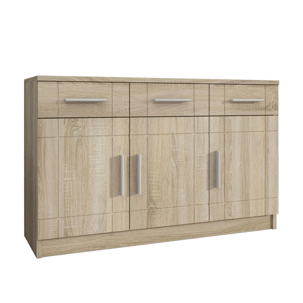 KOMMODE PERUGIA 103/70/37 cm mit 3 Schubladen 3 Türen Sonoma Eiche - Sonoma Eiche, Holzwerkstoff (103/70/37cm) - MASSENO