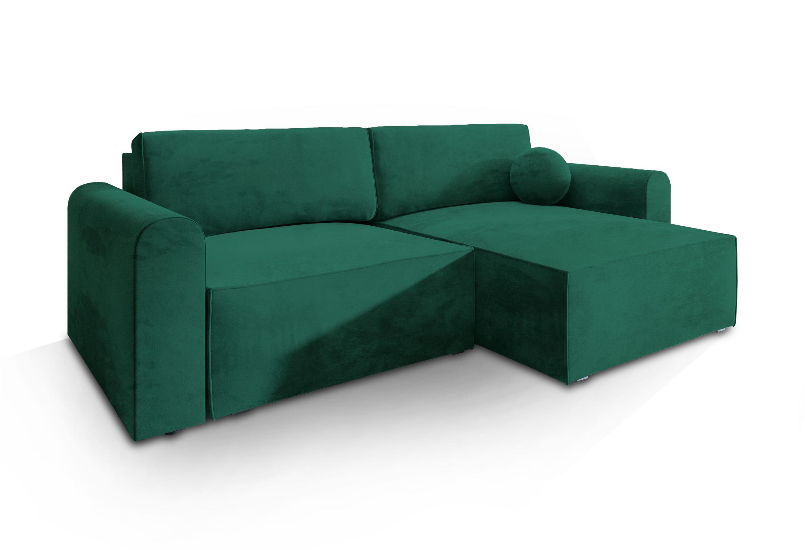 ECKSOFA FIANO M Grün Velours-Stoff mit Schlaffunktion - Grün, Holz (245/148cm) - MASSENO