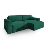 ECKSOFA FIANO M Grün Velours-Stoff mit Schlaffunktion - Grün, Holz (245/148cm) - MASSENO