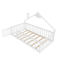 POLSTERBETT 90/190 cm Weiß aus Kiefernholz und MDF mit Hausform - Weiß, Holz (90/190cm) - OKMYHOME