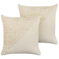 DEKOKISSEN 2er-Set Creme 45/45 cm Pellaea - Creme, Naturmaterialen/Textil (45/45cm) - Beliani