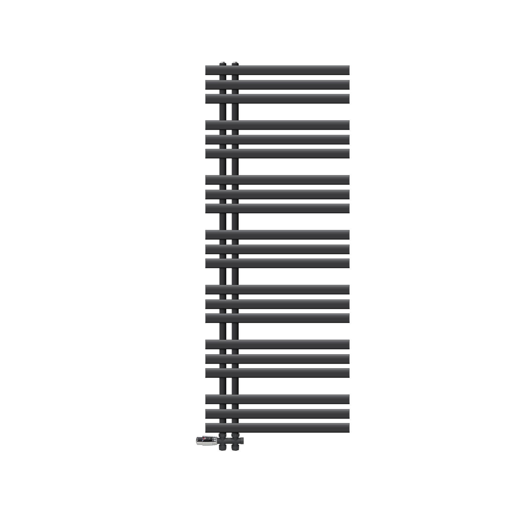 BADHEIZKÖRPER Iron EM 600x1600 mm Anthrazit mit Ventil Durchgang - Anthrazit, Metall (60/160/3cm) - LuxeBath