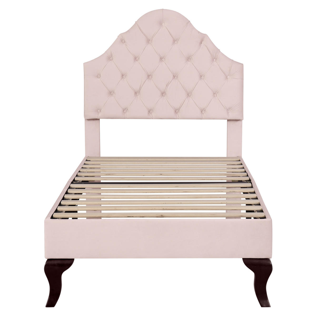 SAMT-POLSTERBETT 90/200 cm in Rosa mit Lattenrost und verstellbarem Kopfteil - Rosa, Textil (90/200cm) - BEAOK