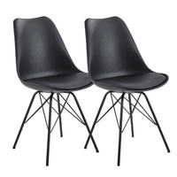 ESSZIMMERSTUHL 2er Set mit Metallgestell Skandinavisch gepolstert, Schwarz 58x48x86 cm - Schwarz, Kunststoff/Textil (58/86/48cm) - KADIMA DESIGN
