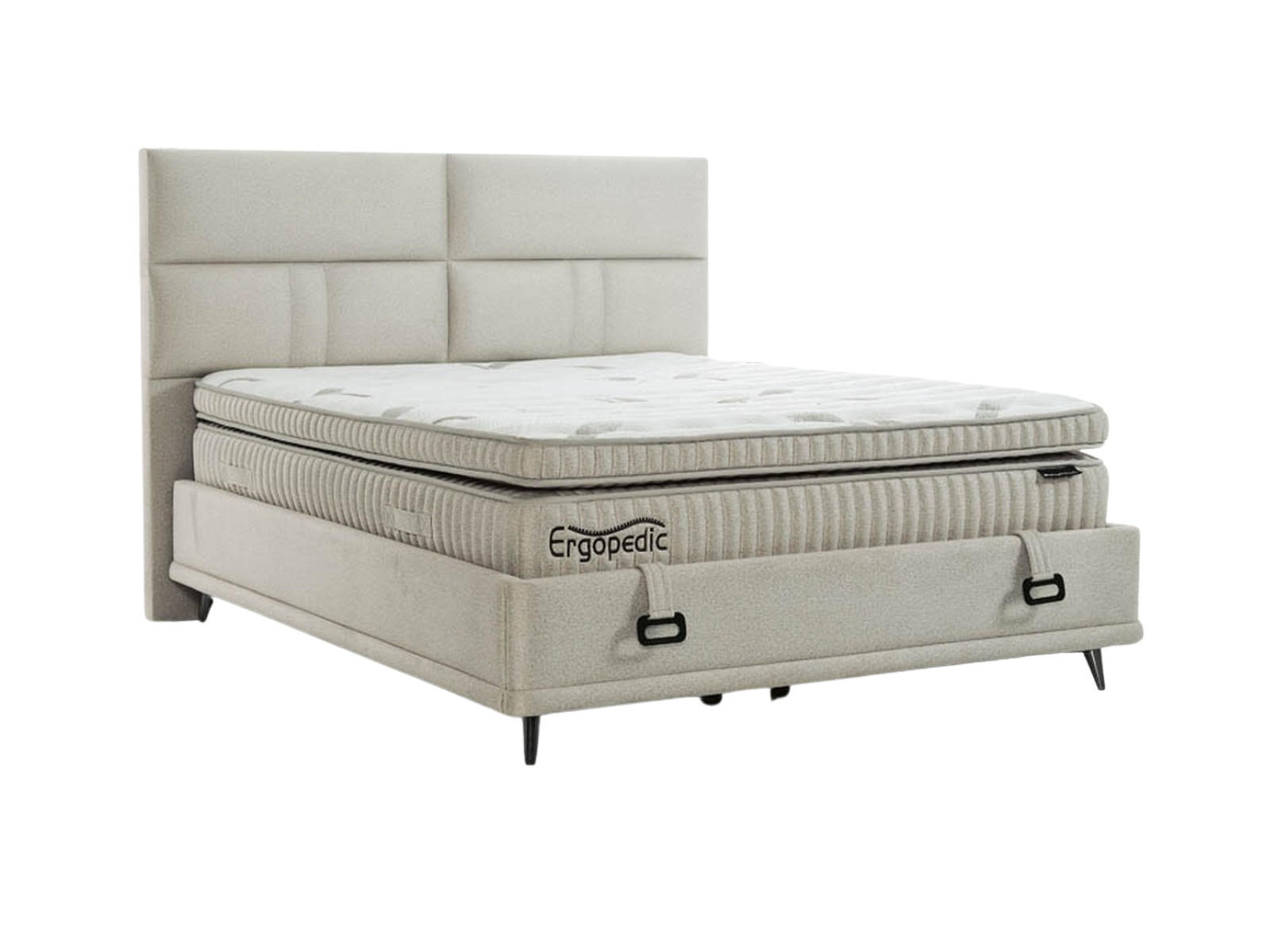 POLSTERBETT Ergopedic 100x200 Beige - Beige, Textil/Metall (100/200cm) - Villa Möbel