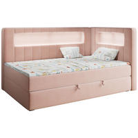 BOXSPRINGBETT JUNIOR GOLD 3 90/200 Rosa - rechte Seite - Rosa, Holz/Textil (90/200cm) - MKS