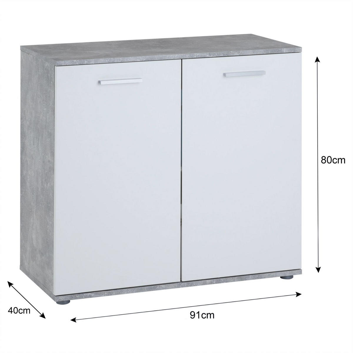 KOMMODE CHICAGO - Weiß/Grau, Holzwerkstoff (91/82/40cm) - CARO-Möbel
