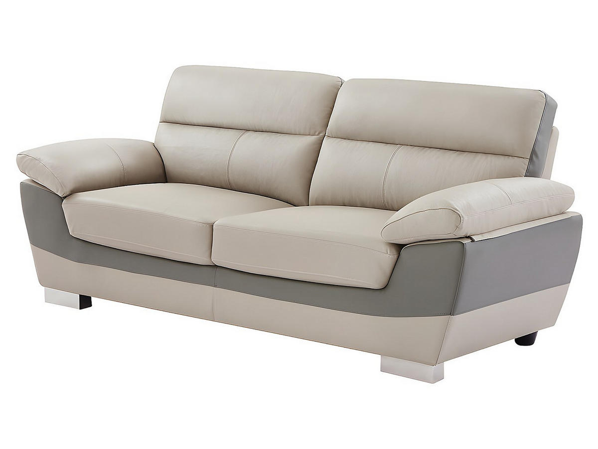 COUCHGARNITUR - 5 Personen - leder - taupe Francesca - Taupe, Leder/Metall (210/86/85cm) - Vente-Unique