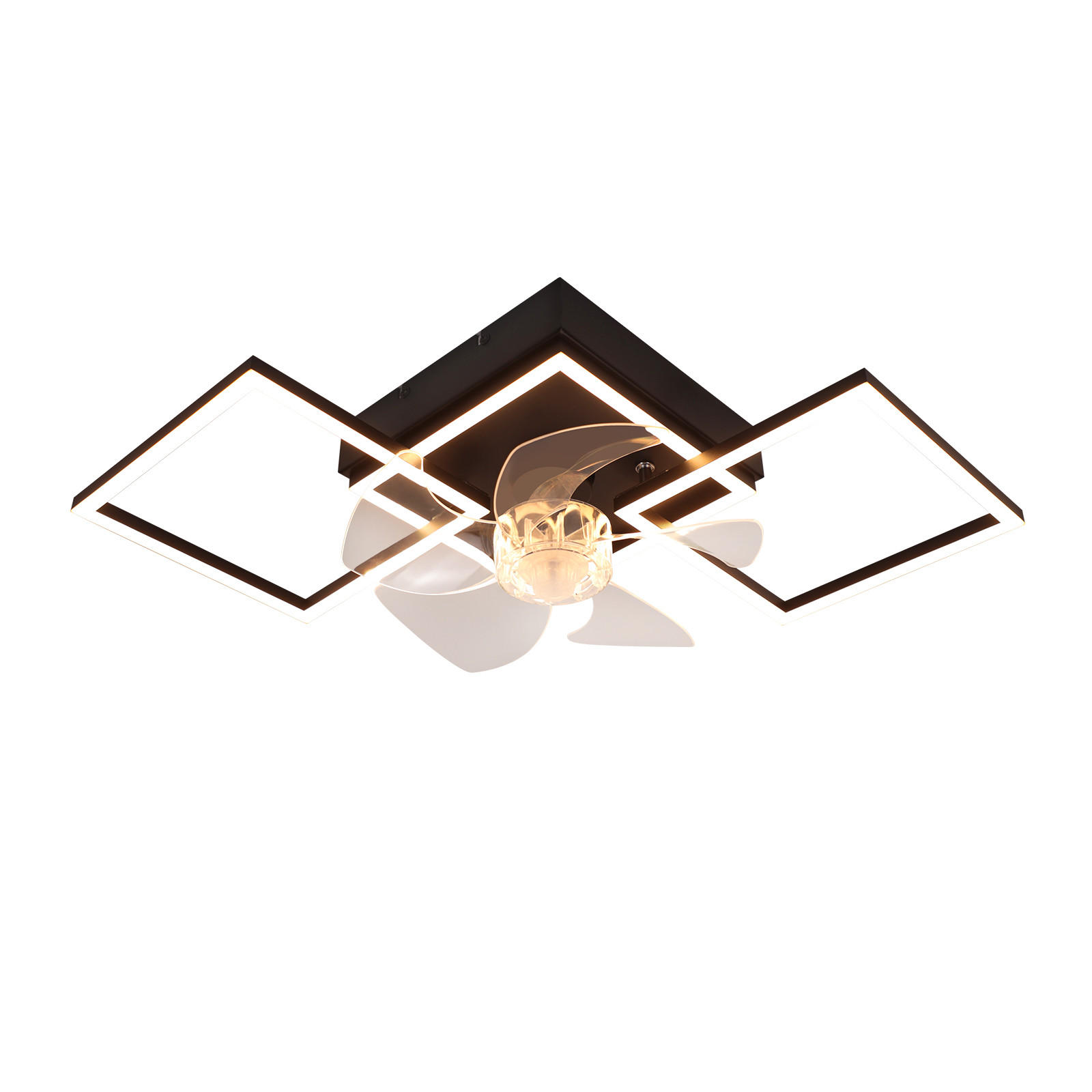 LED DECKENVENTILATOR Telven 68/31/14 cm - Schwarz, Kunststoff/Metall (68/31/14cm) - ZMH