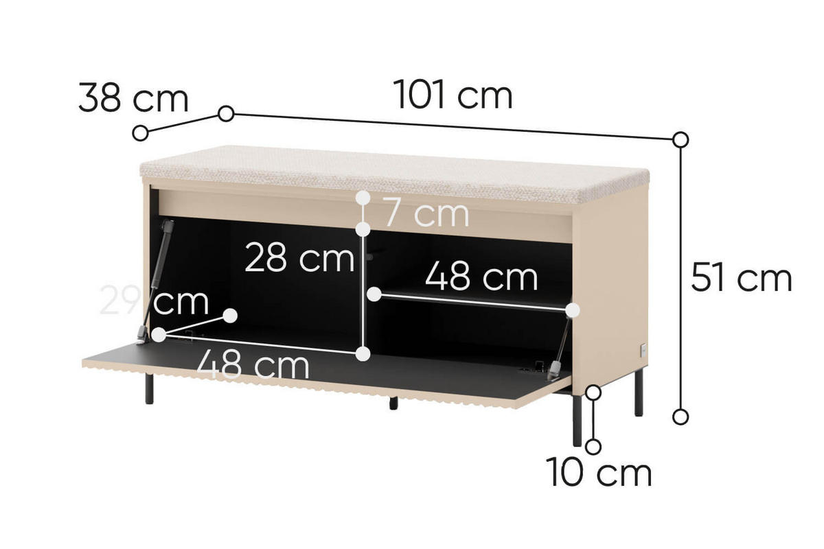 GARDEROBE TREND - Beige/Schwarz, Holzwerkstoff (245/210/40cm) - Meblini