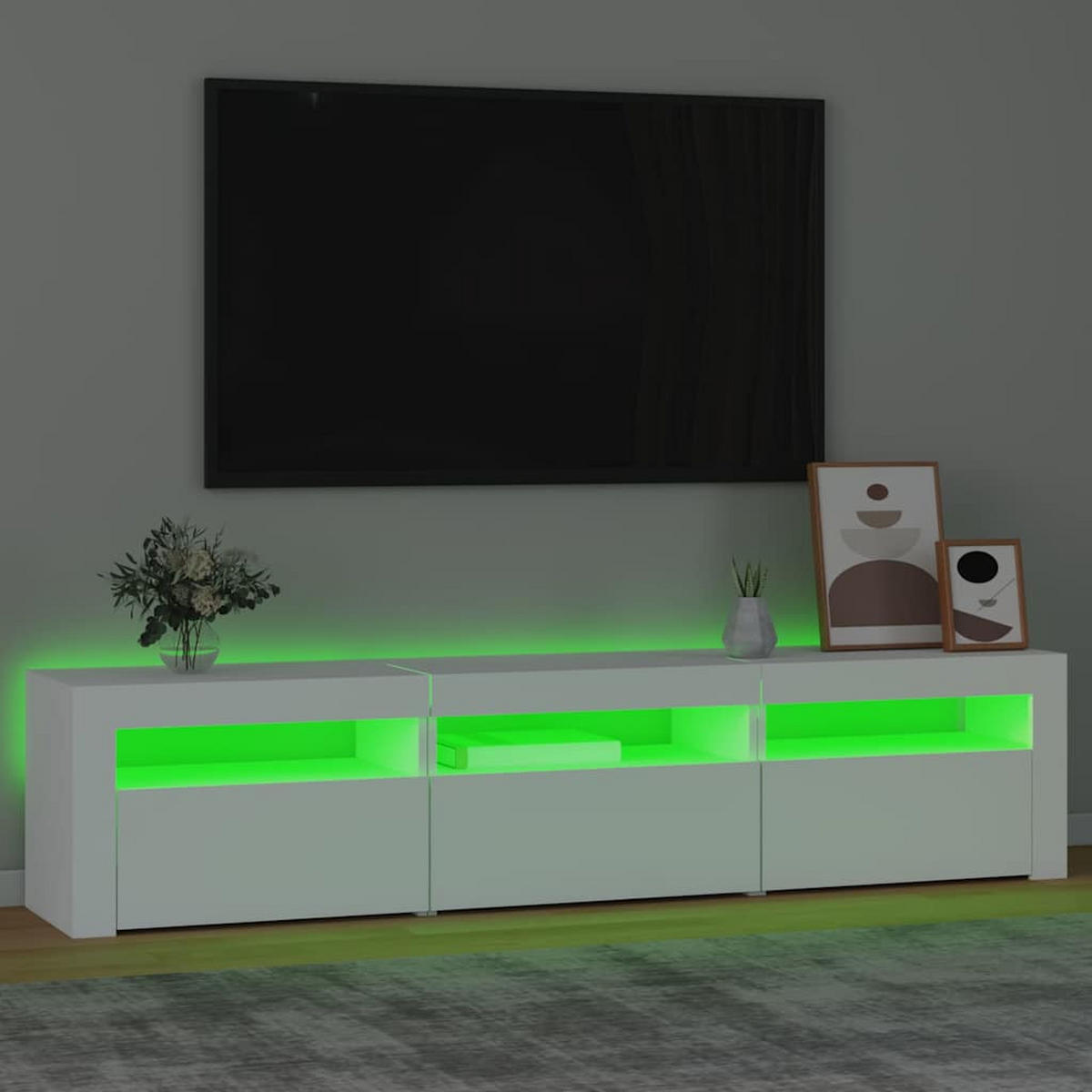 LOWBOARD mit Led-Leuchten 180/35/40 cm aus Holzwerkstoff in Weiß - Weiß, Holz (180/40/35cm) - vidaXL