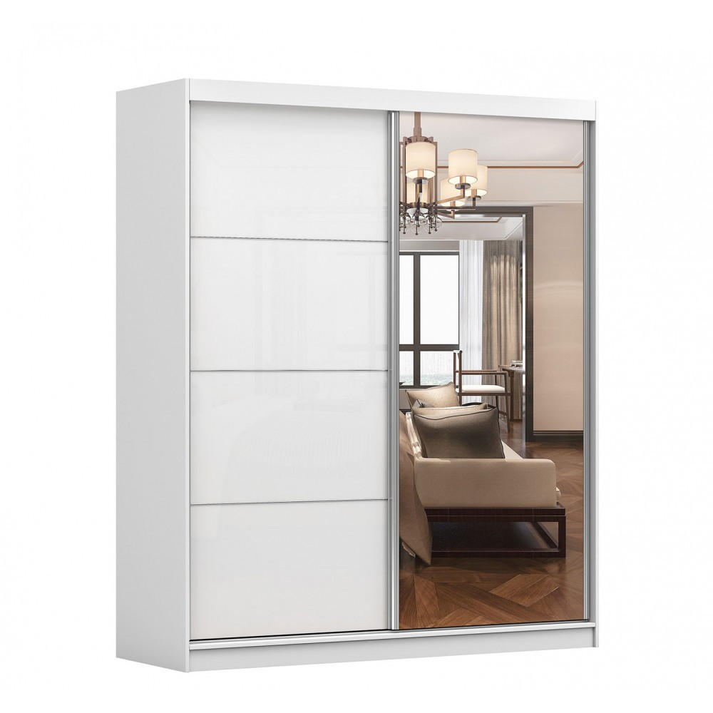 imoebel24 Schwebetürenschrank Weiß 183x218x61 cm