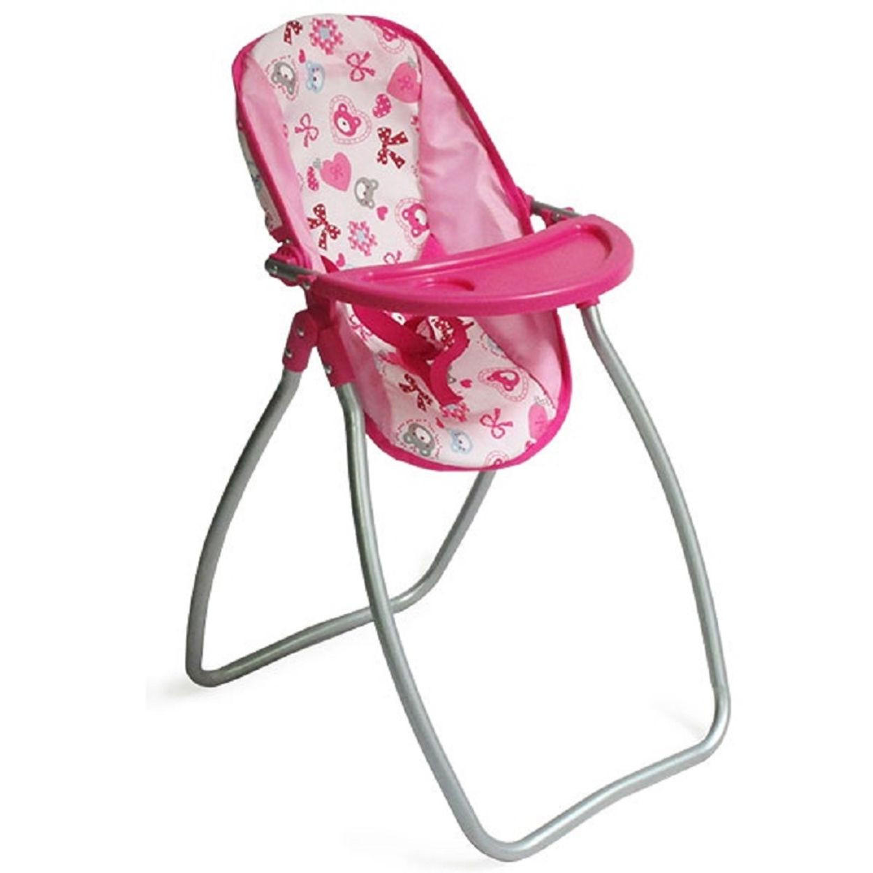 PUPPENHOCHSTUHL Bär 9397C Sicherheitsgurt, Bechervertiefung, Wippe, Polster, ab 3 Jahren - Rosa, Kunststoff (37/61/41cm) - Moni