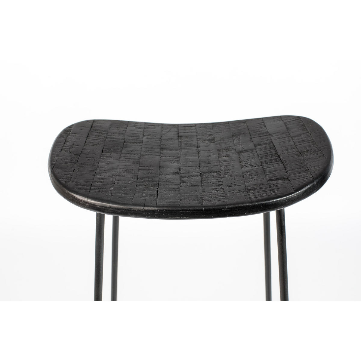 BARHOCKER aus recyceltem Teakholz und Metall, H62 cm - Tangle - color_black - Schwarz, Holz (40/65/30cm) - Drawer