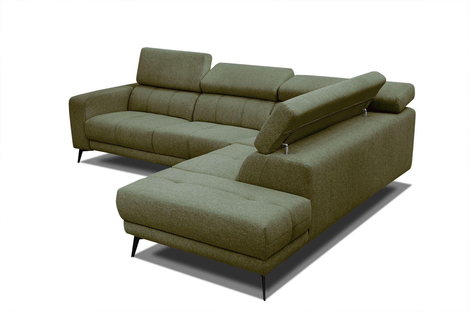 ECKSOFA MORELLO 5-Sitzer, olivgrün - Schwarz/Olivgrün, Holzwerkstoff/Textil (287/228cm) - Courtois Laville