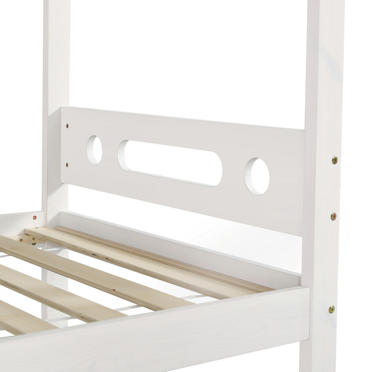 ETAGENBETT 90/200 cm Weiß/Natur mit offenem Regal und 2 Schubladen - Weiß, Holz (90/200cm) - MIVRAY