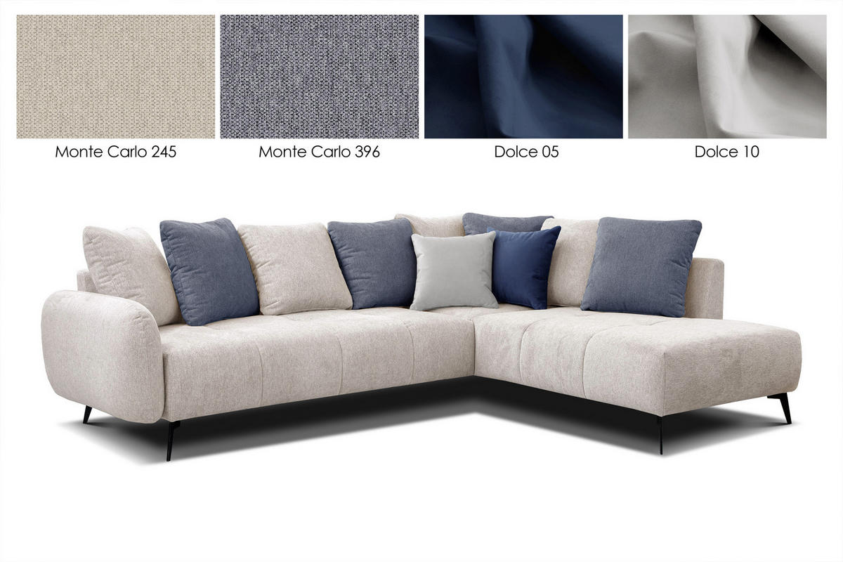 ECKSOFA EVENTO 5-Sitzer, creme - Creme/Schwarz, Holzwerkstoff/Textil (266/206cm) - Courtois Laville