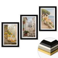 WANDBILDER 3er-Set - 20x30 cm Schwarzer Rahmen - Blick aus dem Fenster auf einen Zitrusbaum - Schwarz, Kunststoff (20/30cm) - ArtPrintCave