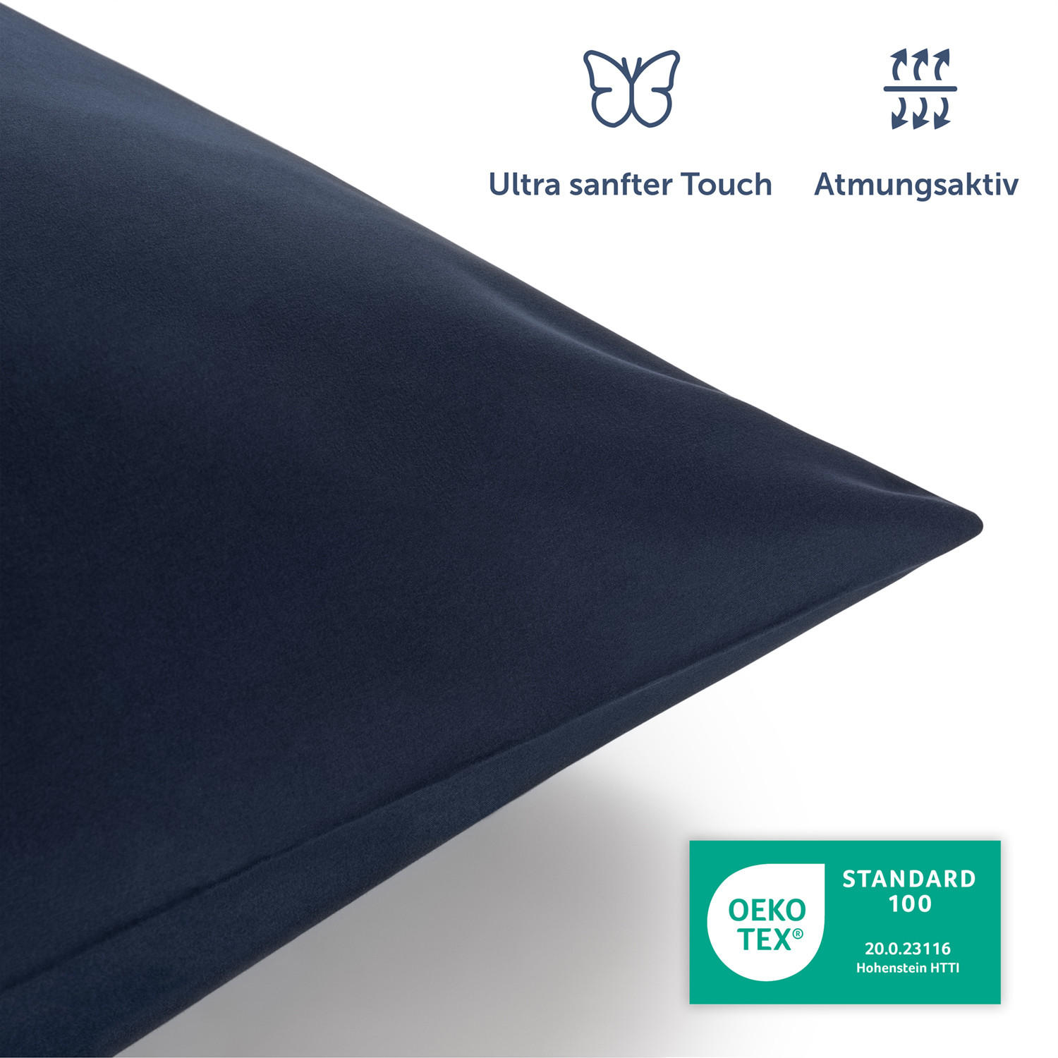 BETTWÄSCHE 3-teilig, 200/220 cm & 2x 40/80 cm, Dunkelblau - Dunkelblau, Textil (200/220cm) - Blumtal