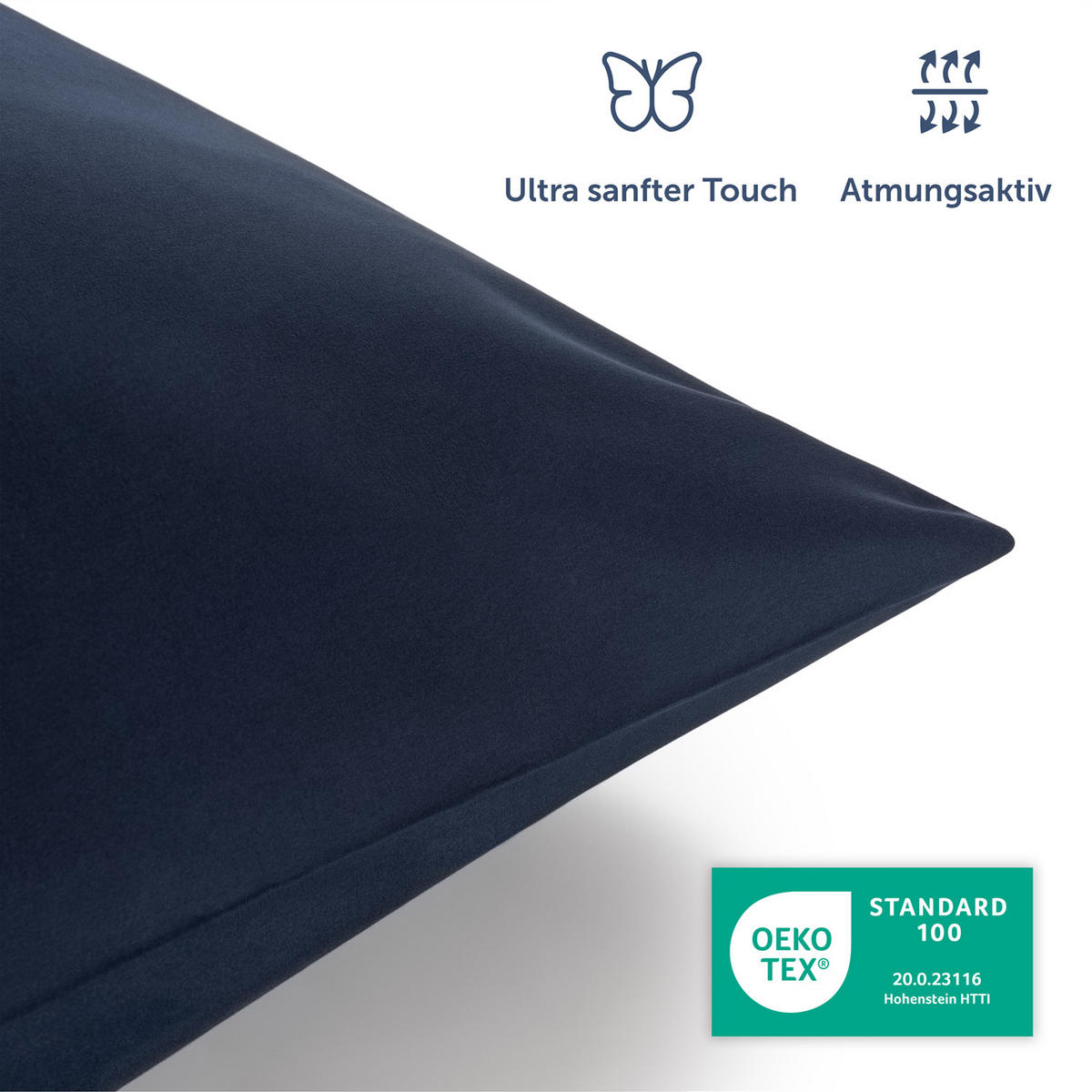 BETTWÄSCHE 3-teilig, 200/220 cm & 2x 40/80 cm, Dunkelblau - Dunkelblau, Textil (200/220cm) - Blumtal