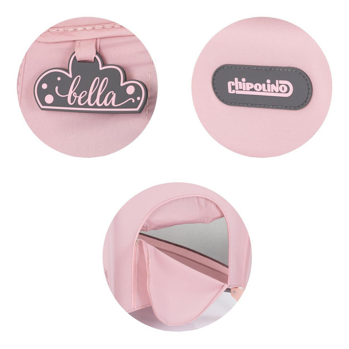 REISEBETT Bella rosa Baby 2 Ebenen seitlicher Eingang Musikmobile Wickelauflage - Rosa, Kunststoff (60/120cm) - Chipolino