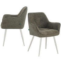ESSZIMMERSTUHL THOMAS-JILL 2er-Set 4-Fuss-Gestell - Dunkelgrün/Weiß, Textil (61/82/62cm) - DUBI Möbel