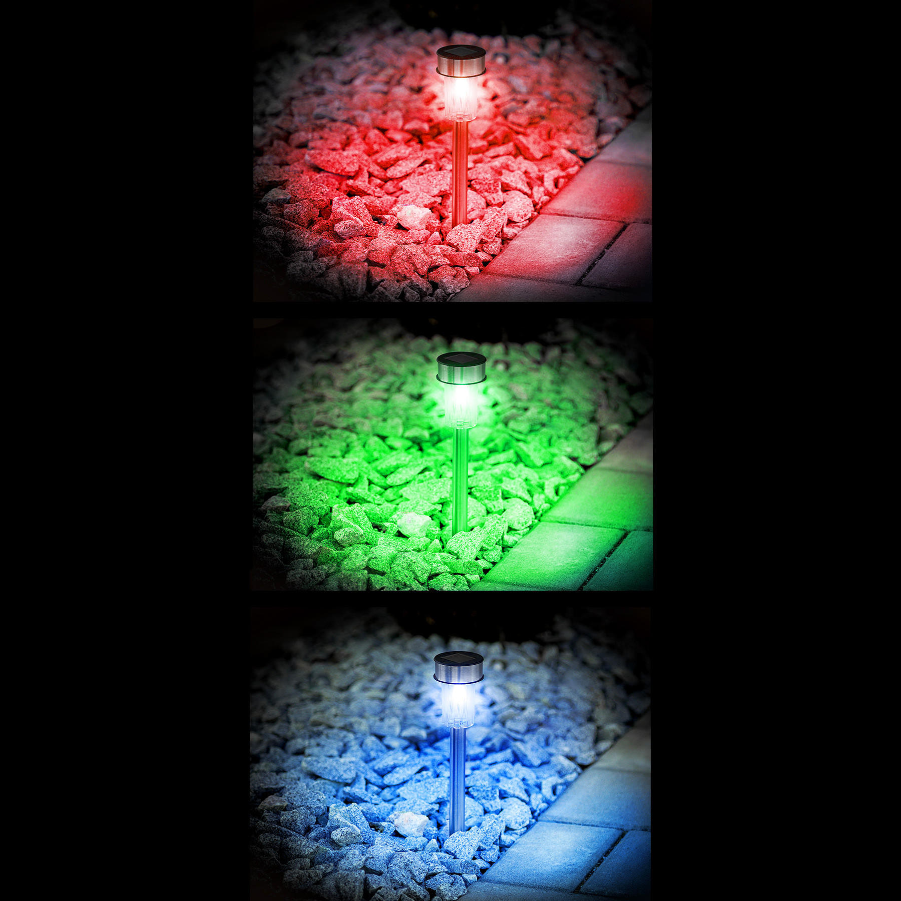 Thumbnail - tectake Led-Solarlampen, Silber, Metall, Quadratisch, 4.7x37x4.7 cm, CE, Lampen & Leuchten, Außenbeleuchtung, Außenleuch...