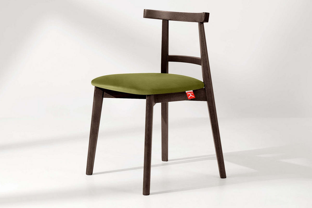 ESSTISCHSTÜHLE LILIO 2 St Vintage, Buchenholz / Stoff - Dunkelbraun/Olivgrün, Holz/Textil (47/76/45cm) - KONSIMO®