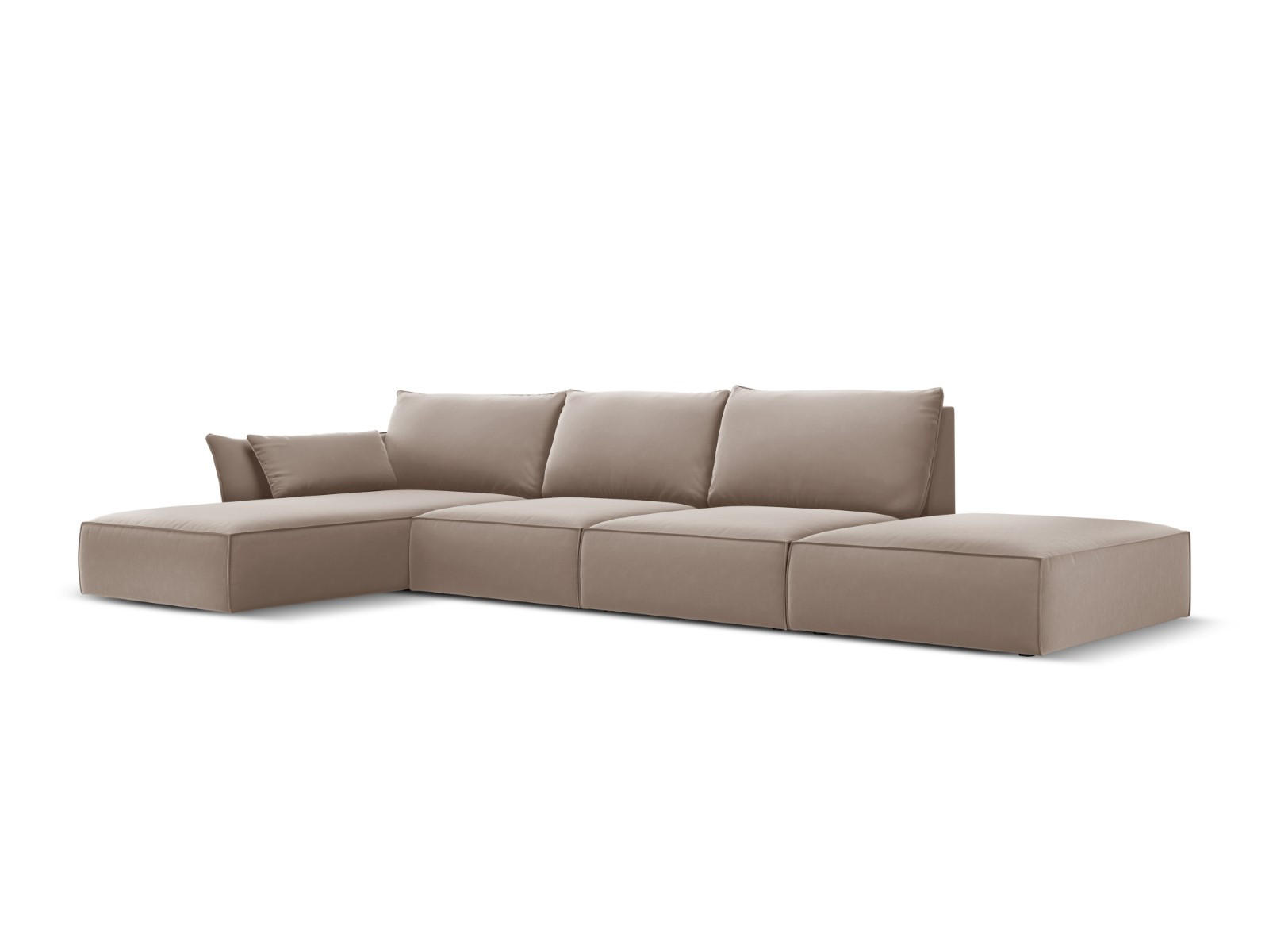 ECKSOFA links Kaelle aus Samt cappuccino 5 Sitzplätze - Cappuccino, Textil (171/364cm) - Micadoni