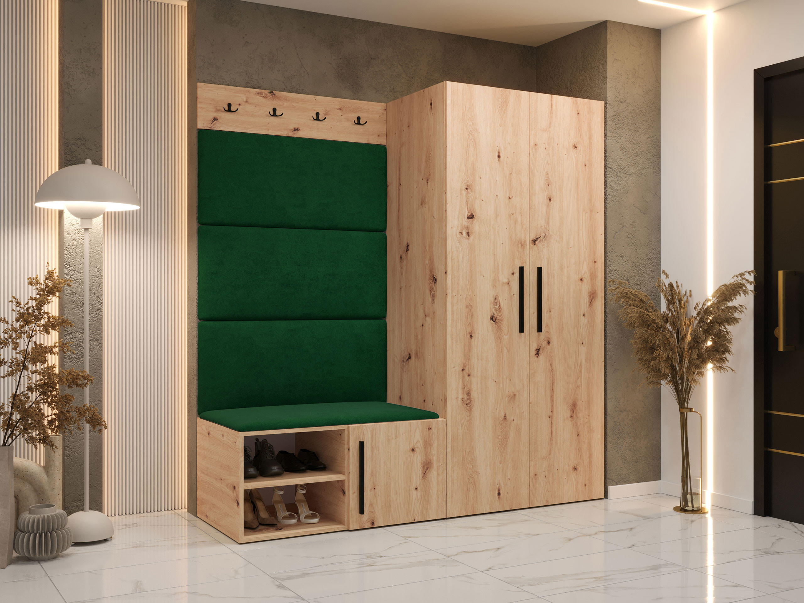 GARDEROBEN-SET Medi I - Schwarz/Eiche Artisan, Holzwerkstoff/Kunststoff (80/191/50cm) - MIRJAN24