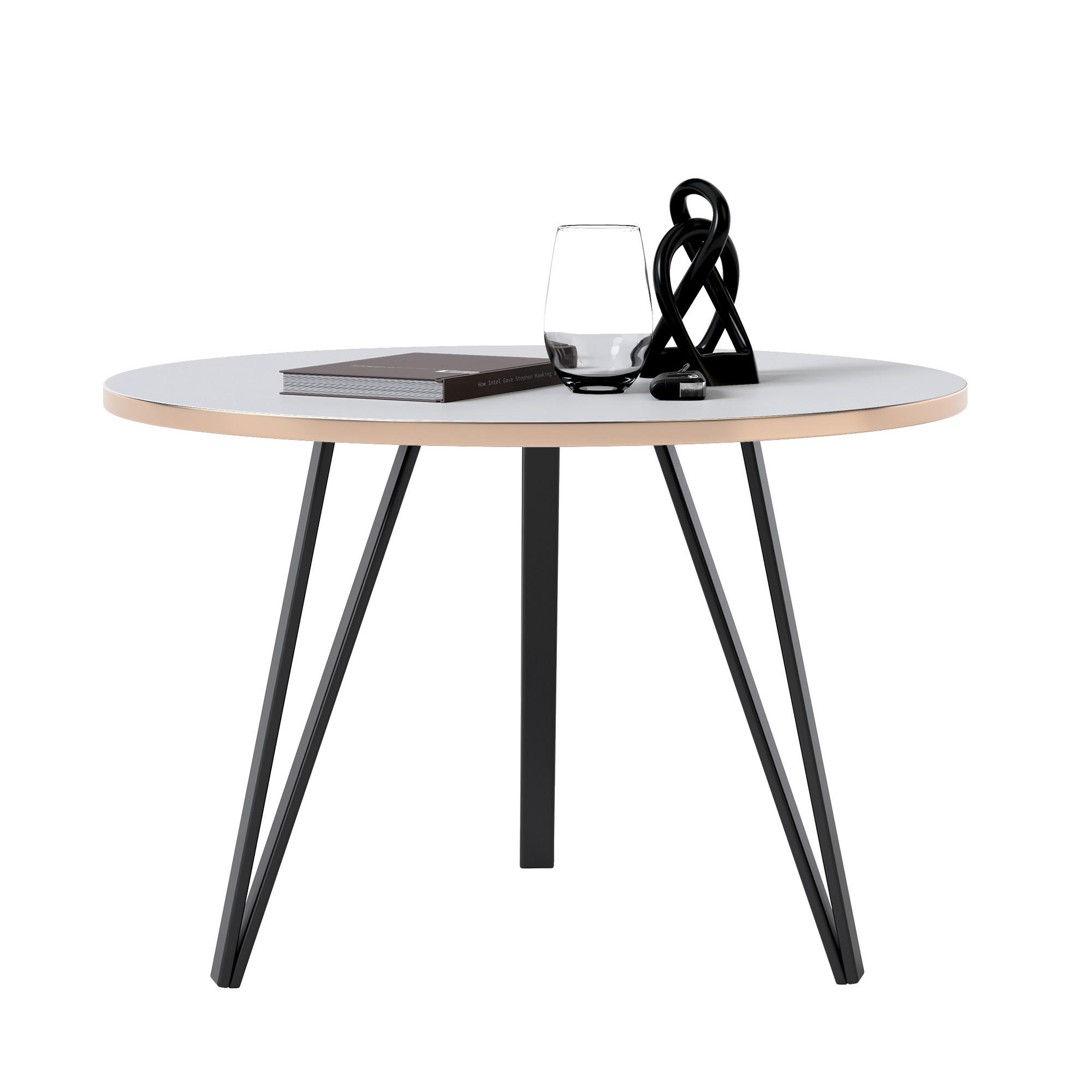 COUCHTISCH RIO mit goldener Kante - Weiß, Holzwerkstoff (67/67/45cm) - Idohome