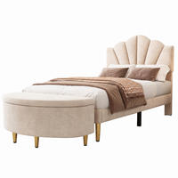 POLSTERBETT 90x200 Cm Samt Beige, Stauraum Bank Gold Beine - Beige, Textil (90/200cm) - FLIEKS