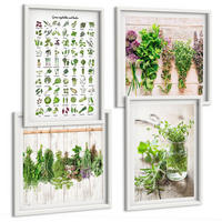 BILDER SET 4er Set - 50x50 cm & 40x60 cm Weißer Rahmen - Getrocknete Kräuter für die Küche - Weiß, Kunststoff (50/50cm) - TULUP