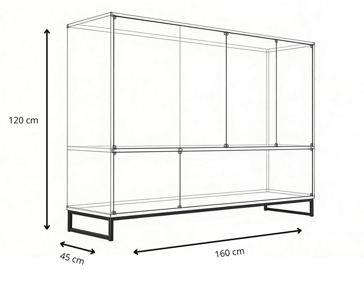 KOMMODE Genua mit 5 Türen, Sideboard in Farbe: Creme, Schrank in Größe: 160 x 120 x 45 cm - Beige, Holzwerkstoff (160/120/45cm) - Agmat-Furniture