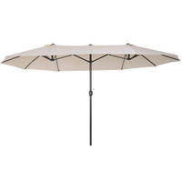 DOPPELSONNENSCHIRM 455/270/240 cm beige aus Polyester mit Handkurbel - Beige, Holzwerkstoff (265/455cm) - OKWISH