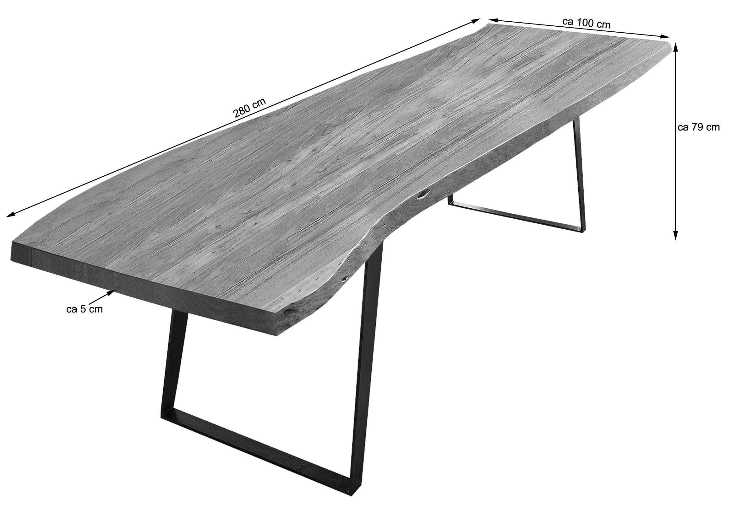 ESSTISCH HALMSTAD - Silberfarben/Braun, Holz/Metall (100/280/79cm) - SAM