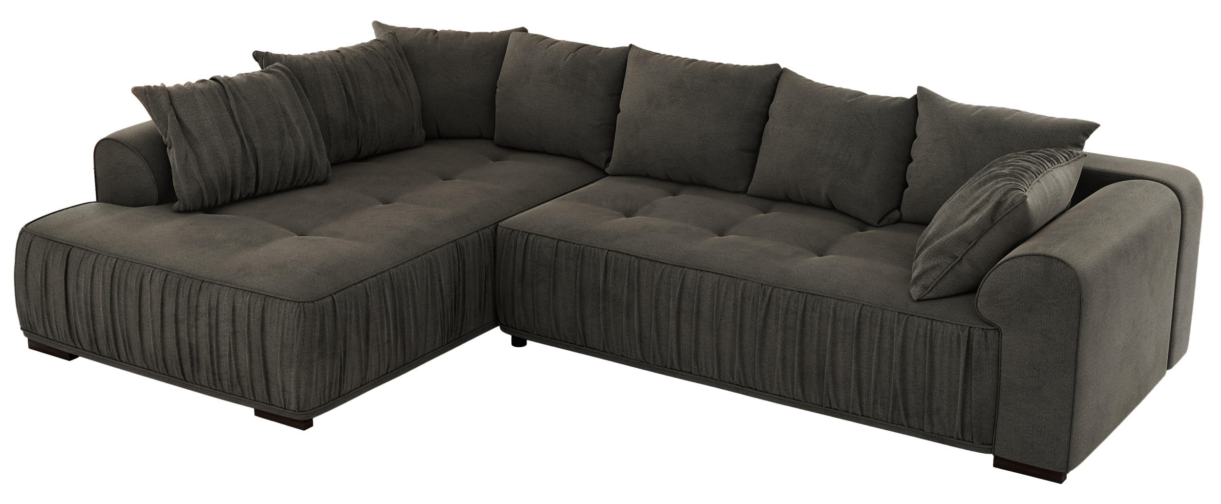 ECKSOFA ORTA Dunkelgrau Velvet - Links - Dunkelgrau/Schwarz, Textil (325/200cm) - MKS