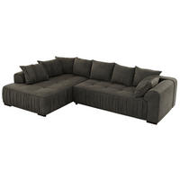 ECKSOFA ORTA Dunkelgrau Velvet - Links - Dunkelgrau/Schwarz, Textil (325/200cm) - MKS