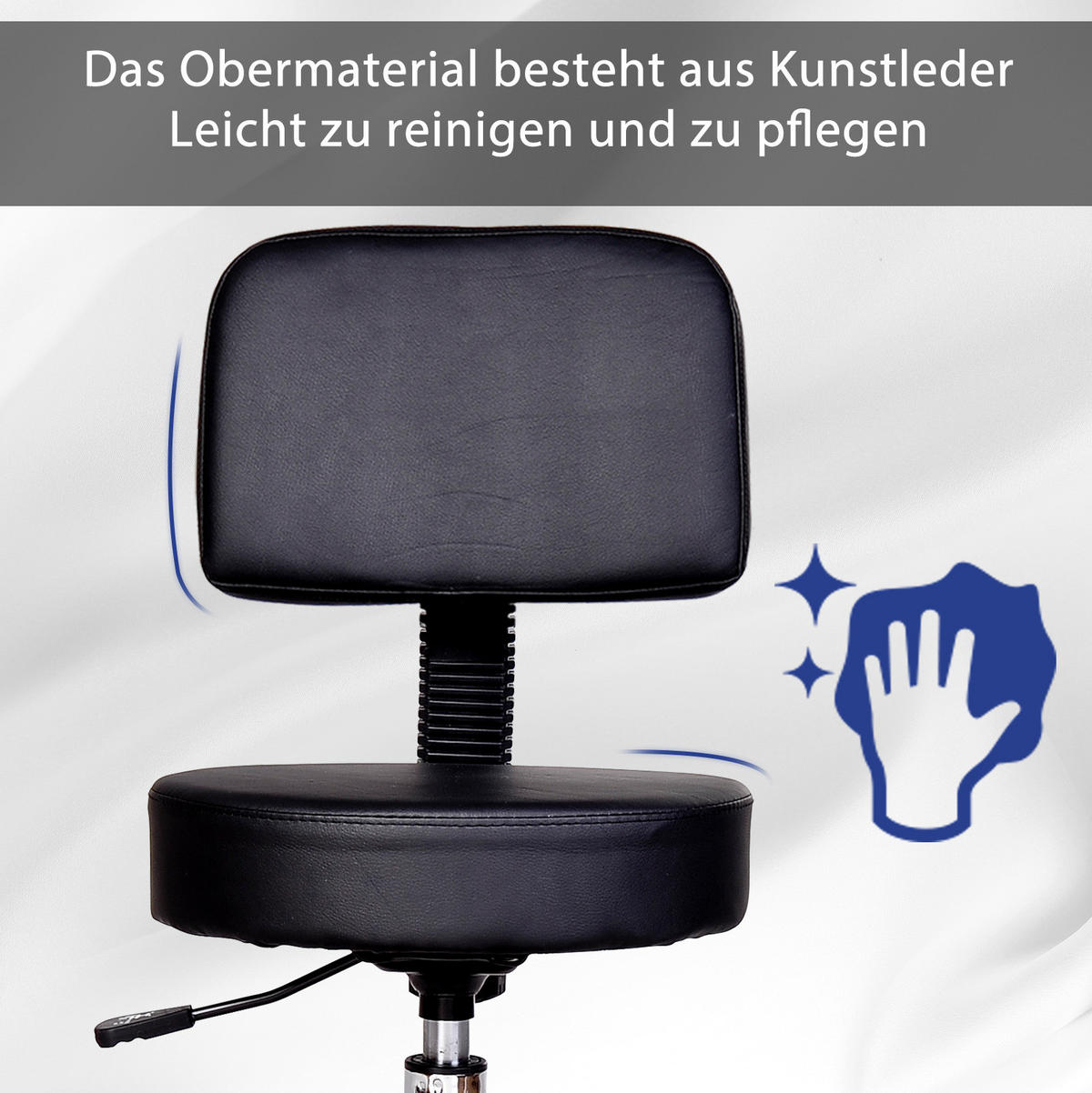 DREHSTUHL 35/35/84 cm schwarz aus Verbundleder mit Rollen - Schwarz, Leder (35/84/35cm) - OKWISH
