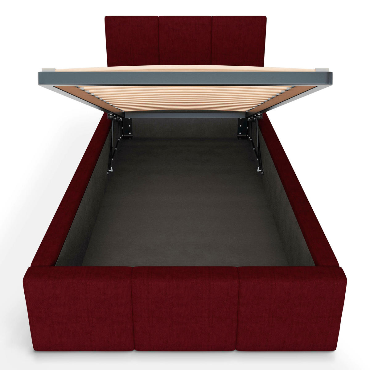 POLSTERBETT für Schlafzimmer Bett mit Stauraum Weinrot 90x200cm Kopfteil 110cm - Weinrot, Holzwerkstoff/Metall (90/200cm) - Muralo