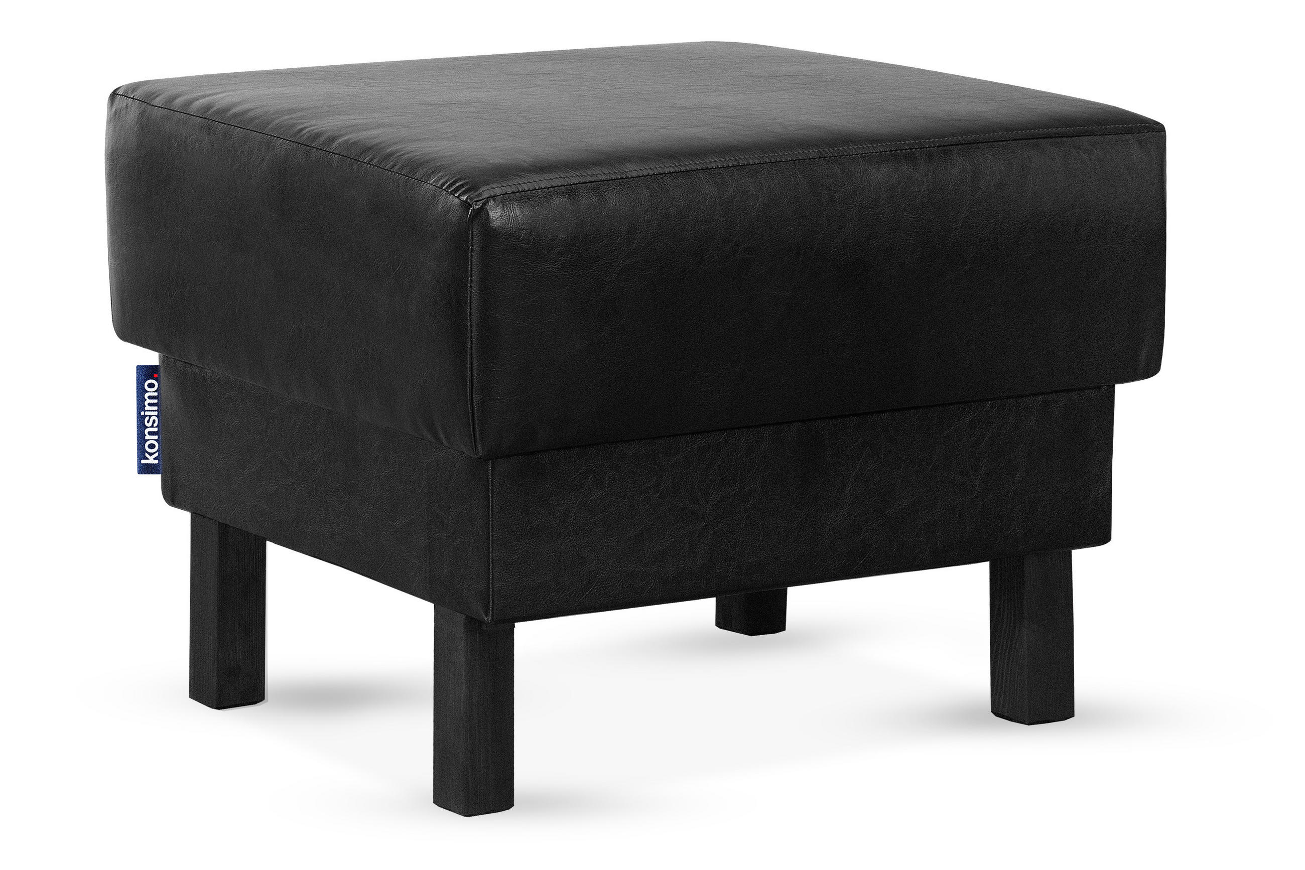 SITZHOCKER ESPECTO auf hohen Holzbeinen, schwarz - Schwarz, Textil (58/47/56cm) - KONSIMO®